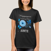 Happiness is being a Auntie Daisy Blue Flower butt Tシャツ (正面)
