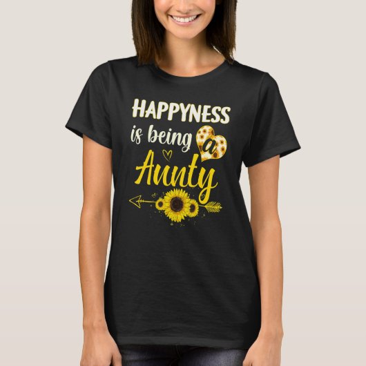 Happiness Is Being A Aunty Sunflower Grandma Mothe Tシャツ (正面)