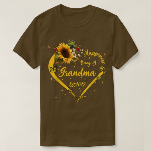 Happiness Is Being A Grandma Est 2022 Sunflower Mo Tシャツ (デザイン正面)
