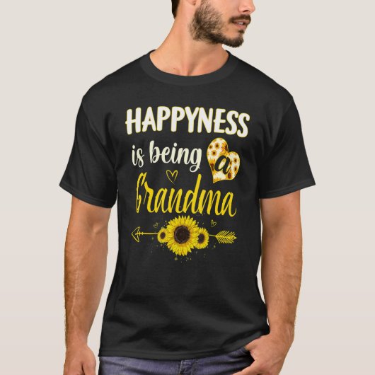 Happiness Is Being A Grandma Sunflower Grandma Mot Tシャツ (正面)
