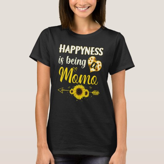 Happiness Is Being A Momo Sunflower Grandma Mother Tシャツ (正面)