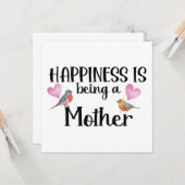 Happiness Is Being A Mother Birthday Birds Hearts カード (正面/裏面インサイチュ)