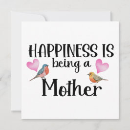 Happiness Is Being A Mother Birthday Birds Hearts  カード