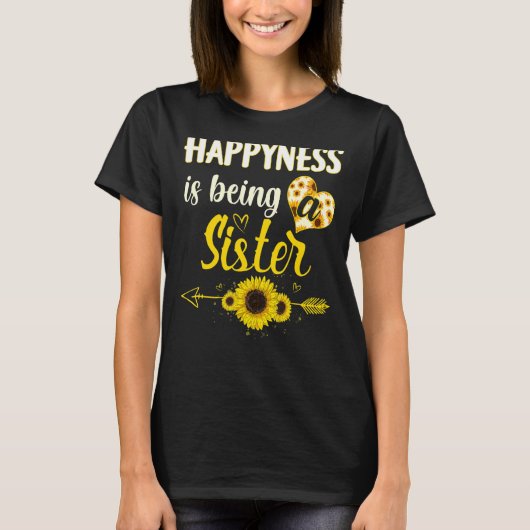 Happiness Is Being A Sister Sunflower Grandma Moth Tシャツ (正面)