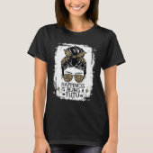 Happiness Is Being A Tutu Women Messy Bun Leopard Tシャツ (正面)