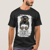 Happiness Is Being A Tutu Women Messy Bun Leopard Tシャツ (正面)