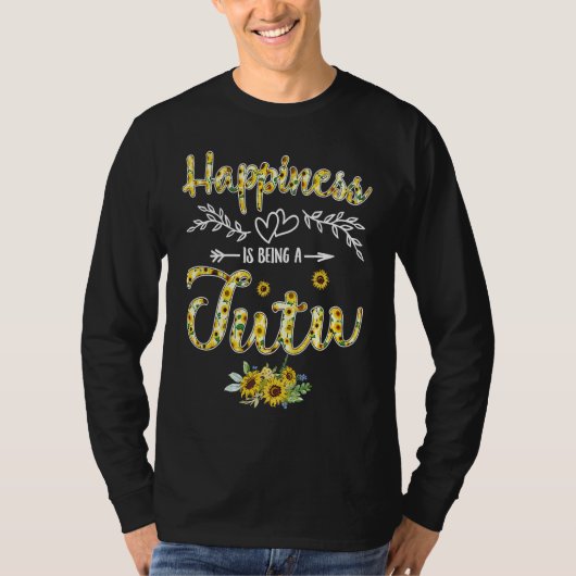 Happiness Is Being A Tutu Women Sunflower Decor Gr Tシャツ (正面)