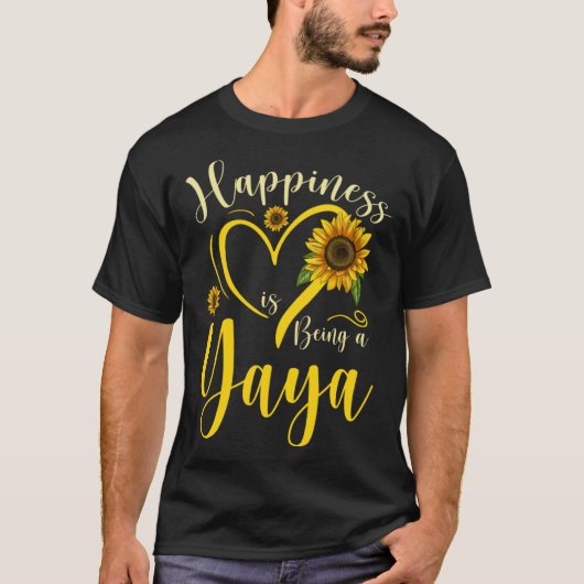 Happiness Is Being A Yaya Sunflower Mother's Day W Tシャツ (正面)