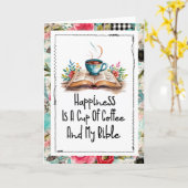 Happiness Is Coffee and My Bible カード (黄色い花)