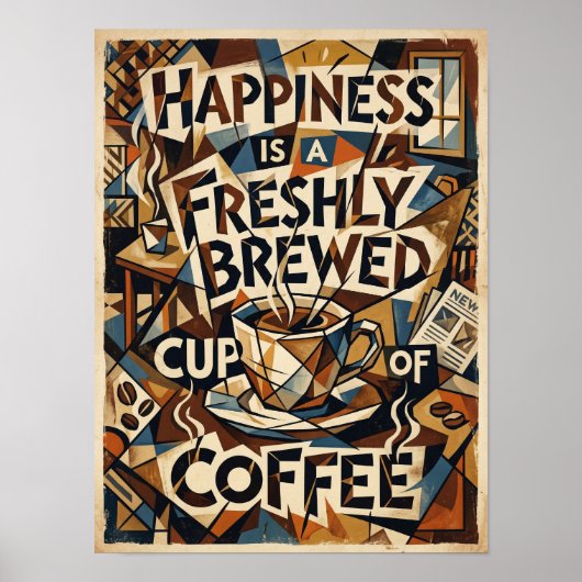happiness is fresh brewed cup of coffee ポスター (正面)