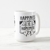 Happiness Is Homemade Rustic Kitchen Quote Design コーヒーマグカップ (正面右)