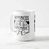 Happiness Is Homemade Rustic Kitchen Quote Design コーヒーマグカップ (正面左)