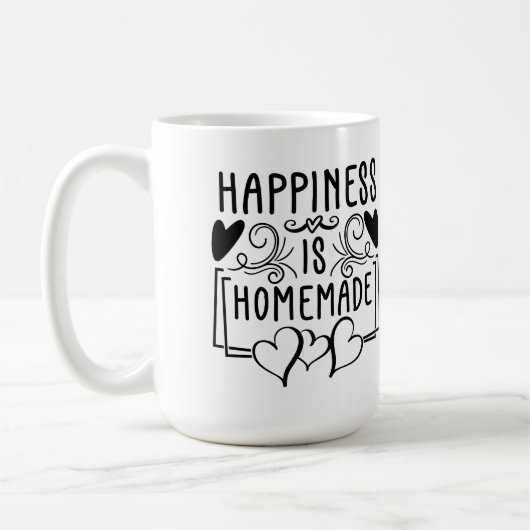 Happiness Is Homemade Rustic Kitchen Quote Design コーヒーマグカップ (左)