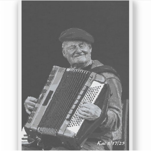 Happiness Is, Paris Musician Black & White Art シール (正面)