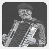 Happiness Is, Paris Musician Black & White Art スクエアシール (正面)