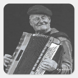 Happiness Is, Paris Musician Black & White Art スクエアシール