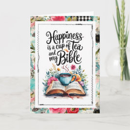 Happiness Is Tea and My Bible Christian Faith Card カード
