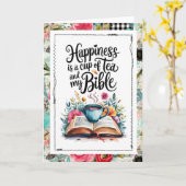 Happiness Is Tea and My Bible Christian Faith Card カード (黄色い花)