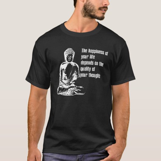 Happiness Life  Buddha Meditate Quote Tシャツ (正面)