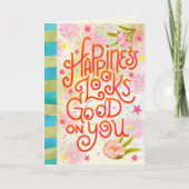 Happiness Looks Good on You – Whimsical Lettering カード (正面)