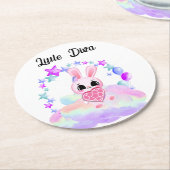 Happiness magic sweet bunny in the rainbow ラウンドペーパーコースター (アングル)