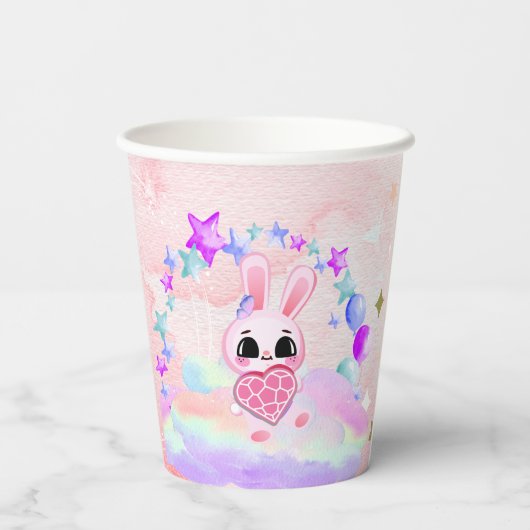 Happiness magic sweet bunny in the rainbow 紙コップ (裏面)