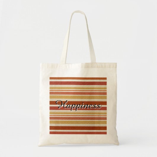 Happiness - Retro Striped Tote Bag トートバッグ (正面)