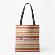 Happiness Retro Striped Tote Bag 