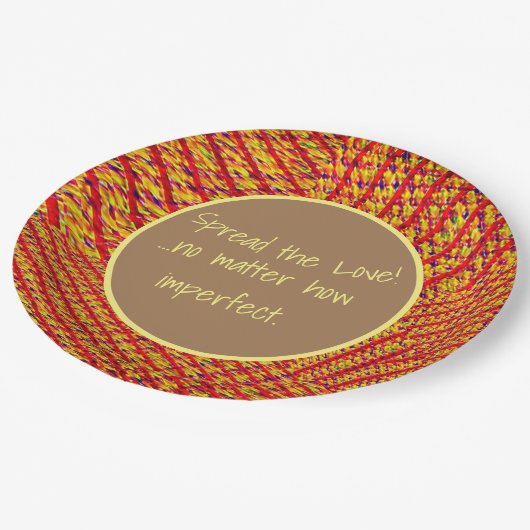 Happiness Tweedテクスチャの寸法よくはしゃぐ ペーパープレート (アングル)