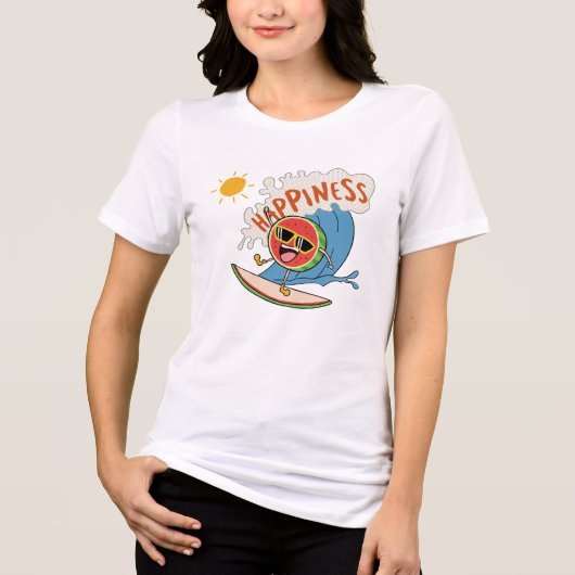 Happiness Watermelon T-shirt – Surf & Summer Fun トライブレンドＴシャツ (正面)