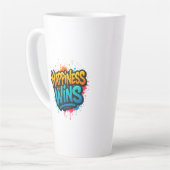 Happiness Wins Graffiti Design カフェラテマグ (左アングル)