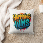 Happiness Wins Graffiti Design クッション (ブランケット)