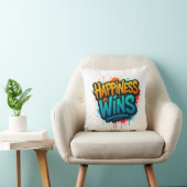 Happiness Wins Graffiti Design クッション (椅子)