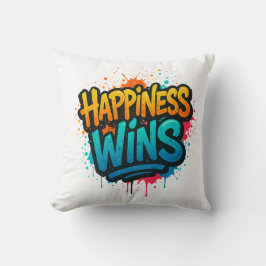 Happiness Wins Graffiti Design クッション
