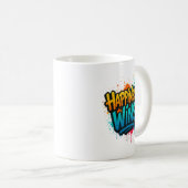 Happiness Wins Graffiti Design コーヒーマグカップ (正面右)