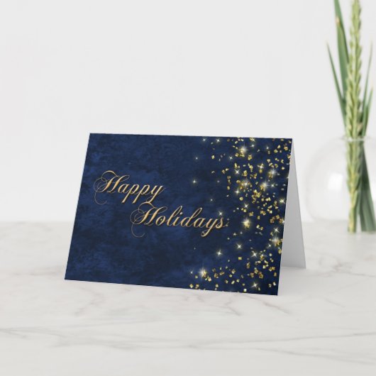 Happlyの休日の挨拶状- SMDの青及び金ゴールド シーズンカード (正面)