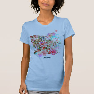 HAPPYかわいいアートTシャツ半花抽象芸術 Tシャツ