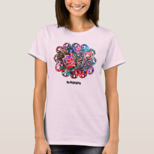 HAPPYかわいいアートTシャツ半身抽象芸術バラ Tシャツ