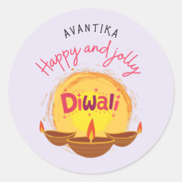 HappyとDiwaliのカスすてきタマイズ ラウンドシール