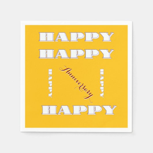 HAPPYアニバーサリーイエロー スタンダードカクテルナプキン (正面)