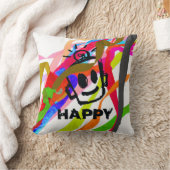 HAPPYリボンの壁時計 クッション (ブランケット)