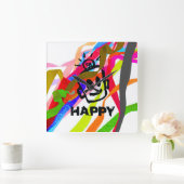HAPPYリボンの壁時計 スクエア壁時計 (ホーム)