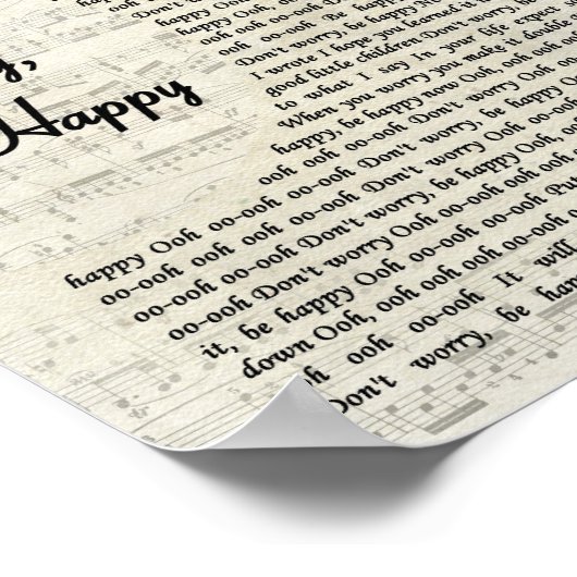 Happyヴィンテージスクリプトソング歌詞を心配しない ポスター (角)