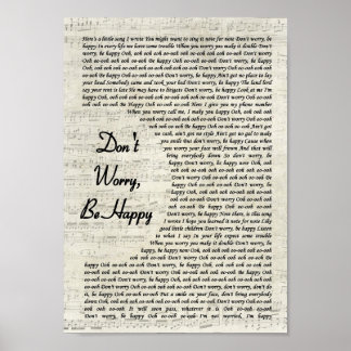 Happyヴィンテージスクリプトソング歌詞を心配しない ポスター