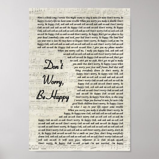Happyヴィンテージスクリプトソング歌詞を心配しない ポスター (正面)