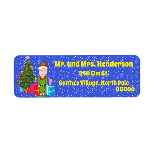 Happy小妖精や小人とギフト差出人住所ラベル ラベル (正面)