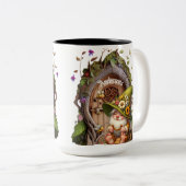 Happy格言オプションのパーソナライズ ツートーンマグカップ (正面右)