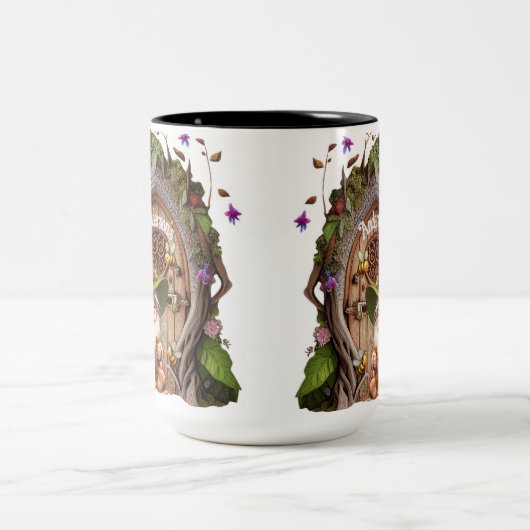 Happy格言オプションのパーソナライズ ツートーンマグカップ (中央)