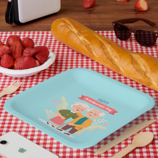 Happy祖父母の日ワードアート紙プレート ペーパープレート (ピクニック)