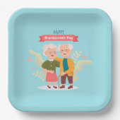 Happy祖父母の日ワードアート紙プレート ペーパープレート (正面)